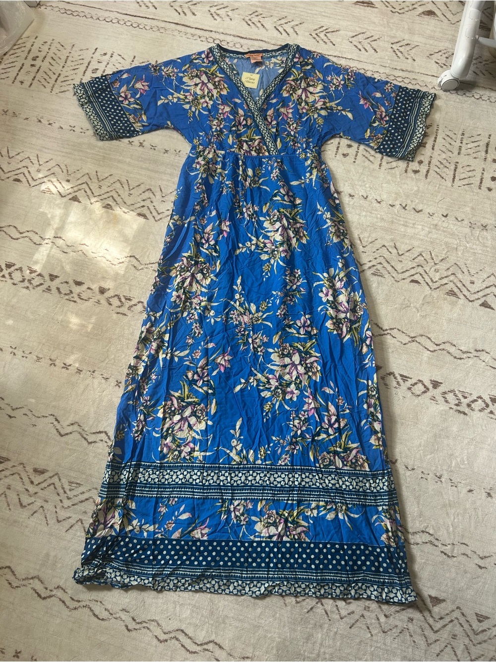 Flying Tomato NWT Blue Floral Boho Maxi Dress Large - Picture 3 of 11